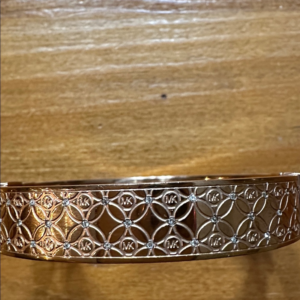 Michael Kors rose gold and engraved bangle bracelet